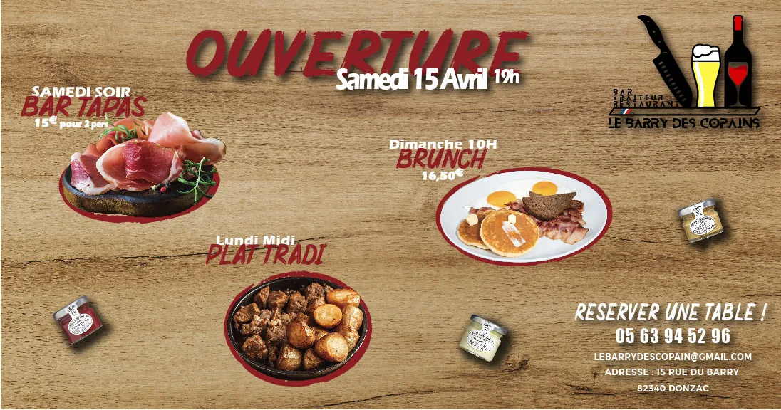 Publication Facebook - Communication visuelle sur l'ouverture du Barry des Copains