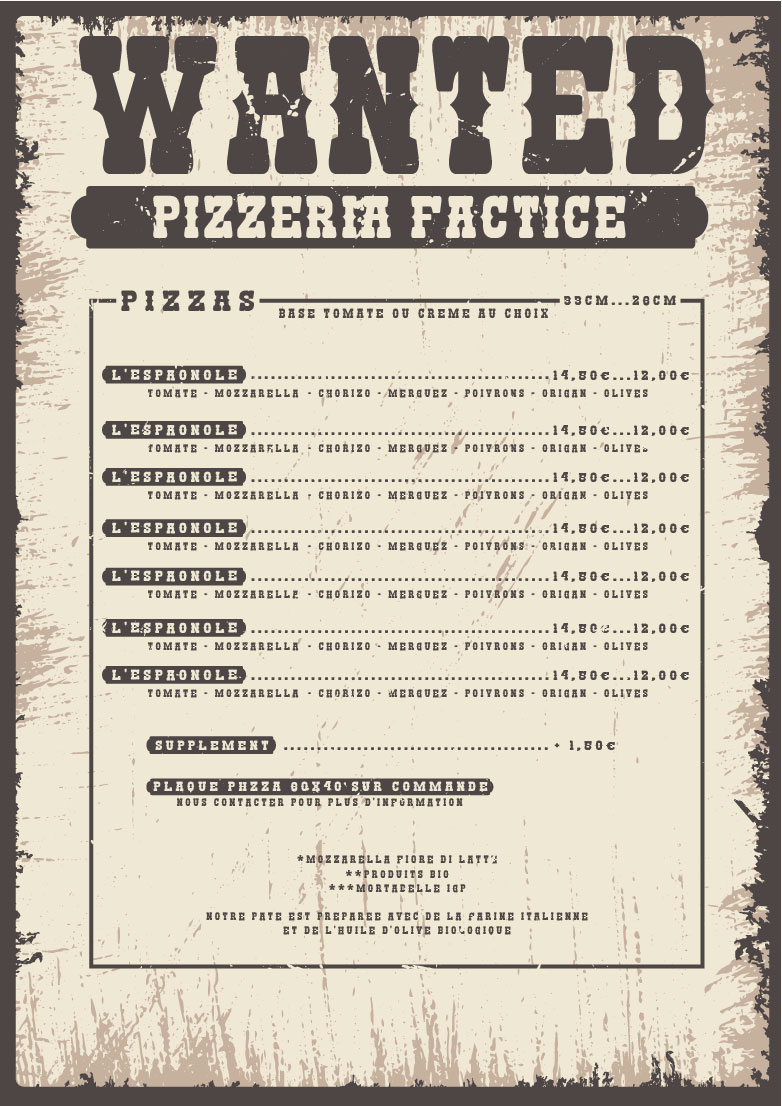 Pizzeria Menu